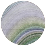 8' Teal Blue Artichoke Green And Green Round Abstract Washable Indoor Outdoor Area Rug