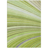 8' X 10' Artichoke Green And Olive Green Abstract Washable Indoor Outdoor Area Rug