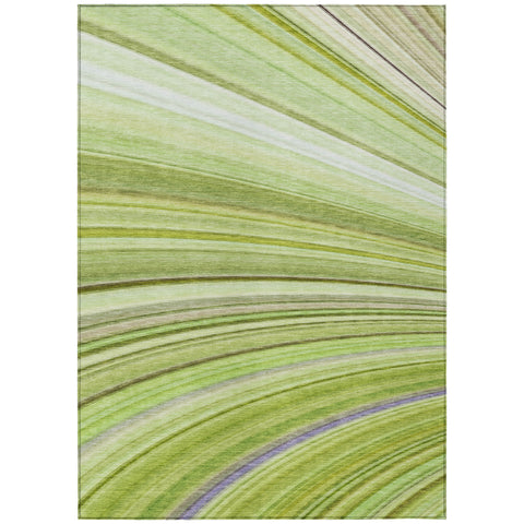 8' X 10' Artichoke Green And Olive Green Abstract Washable Indoor Outdoor Area Rug