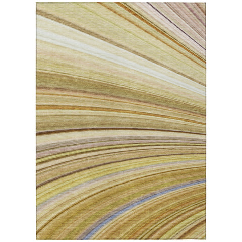 5' X 8' Beige Taupe And Ivory Abstract Washable Indoor Outdoor Area Rug