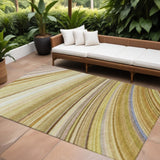 8' X 10' Beige Taupe And Ivory Abstract Washable Indoor Outdoor Area Rug