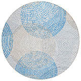 8' Ivory Blue And Taupe Round Polka Dot Washable Indoor Outdoor Area Rug