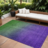 5' X 8' Green Purple And Charcoal Ombre Washable Indoor Outdoor Area Rug