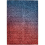 5' X 8' Navy Blue Red And Eggplant Ombre Washable Indoor Outdoor Area Rug