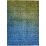 3' X 5' Olive Green Blue And Navy Blue Ombre Washable Indoor Outdoor Area Rug