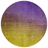 8' Purple Gold And Blue Round Ombre Washable Indoor Outdoor Area Rug