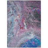8' X 10' Sky Blue And Purple Abstract Washable Indoor Outdoor Area Rug