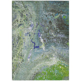 5' X 8' Green And Lime Green Abstract Washable Indoor Outdoor Area Rug