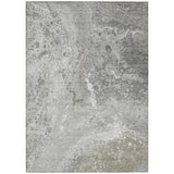 3' X 5' Silver Gray And Taupe Abstract Washable Indoor Outdoor Area Rug