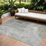 8' X 10' Silver Gray And Taupe Abstract Washable Indoor Outdoor Area Rug