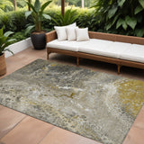 8' X 10' Taupe Brown And Beige Abstract Washable Indoor Outdoor Area Rug