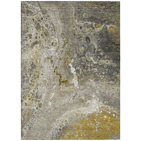 8' X 10' Taupe Brown And Beige Abstract Washable Indoor Outdoor Area Rug
