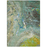 8' X 10' Teal Blue Lime Green And Green Abstract Washable Indoor Outdoor Area Rug