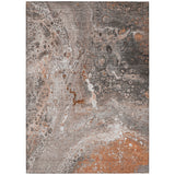 8' X 10' Terra Cotta Copper And Gray Abstract Washable Indoor Outdoor Area Rug
