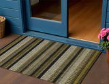 3' X 5' Brown Ivory And Black Striped Washable Indoor Outdoor Area Rug