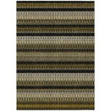 5' X 8' Brown Ivory And Black Striped Washable Indoor Outdoor Area Rug