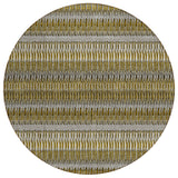 8' Coffee And Taupe Round Striped Washable Indoor Outdoor Area Rug