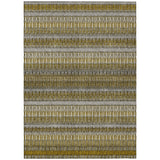 8' X 10' Coffee And Taupe Striped Washable Indoor Outdoor Area Rug