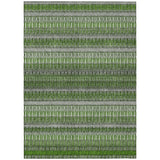 8' X 10' Green And Ivory Striped Washable Indoor Outdoor Area Rug