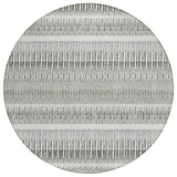 8' Ivory Gray And Taupe Round Striped Washable Indoor Outdoor Area Rug