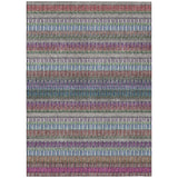 3' X 5' Taupe Purple And Blue Striped Washable Indoor Outdoor Area Rug