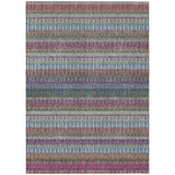 5' X 8' Taupe Purple And Blue Striped Washable Indoor Outdoor Area Rug