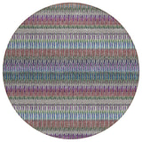 8' Taupe Purple And Blue Round Striped Washable Indoor Outdoor Area Rug