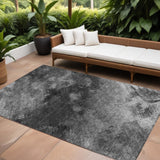 8' X 10' Gray Charcoal And Silver Abstract Washable Indoor Outdoor Area Rug