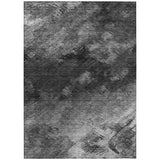 8' X 10' Gray Charcoal And Silver Abstract Washable Indoor Outdoor Area Rug