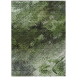 5' X 8' Green And Ivory Abstract Washable Indoor Outdoor Area Rug