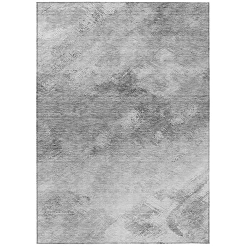 8' X 10' Silver Gray And Ivory Abstract Washable Indoor Outdoor Area Rug
