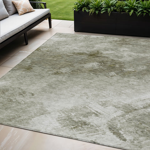 5' X 8' Taupe Beige And Brown Abstract Washable Indoor Outdoor Area Rug