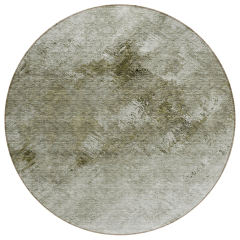 8' Taupe Beige And Brown Round Abstract Washable Indoor Outdoor Area Rug