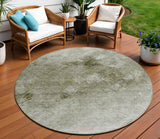 8' Taupe Beige And Brown Round Abstract Washable Indoor Outdoor Area Rug