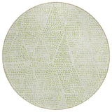 8' Artichoke Green And Ivory Round Geometric Washable Indoor Outdoor Area Rug