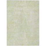 8' X 10' Artichoke Green And Ivory Geometric Washable Indoor Outdoor Area Rug