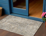 3' X 5' Beige Ivory And Black Geometric Washable Indoor Outdoor Area Rug