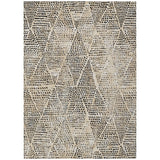 5' X 8' Beige Ivory And Black Geometric Washable Indoor Outdoor Area Rug