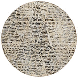 8' Beige Ivory And Black Round Geometric Washable Indoor Outdoor Area Rug