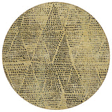 8' Gold Black And Charcoal Round Geometric Washable Indoor Outdoor Area Rug