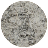 8' Gray Beige And Black Round Geometric Washable Indoor Outdoor Area Rug