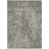 8' X 10' Gray Beige And Black Geometric Washable Indoor Outdoor Area Rug