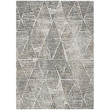 3' X 5' Ivory Charcoal And Beige Geometric Washable Indoor Outdoor Area Rug
