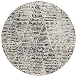 8' Ivory Charcoal And Beige Round Geometric Washable Indoor Outdoor Area Rug