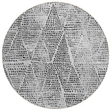 8' Pewter Charcoal And Ivory Round Geometric Washable Indoor Outdoor Area Rug