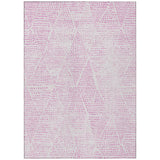 8' X 10' Pink And Ivory Geometric Washable Indoor Outdoor Area Rug