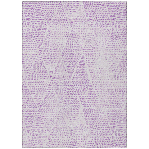 5' X 8' Purple And Ivory Geometric Washable Indoor Outdoor Area Rug