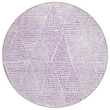 8' Purple And Ivory Round Geometric Washable Indoor Outdoor Area Rug