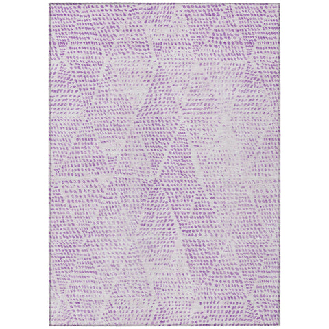 8' X 10' Purple And Ivory Geometric Washable Indoor Outdoor Area Rug
