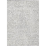 5' X 8' Silver And Ivory Geometric Washable Indoor Outdoor Area Rug